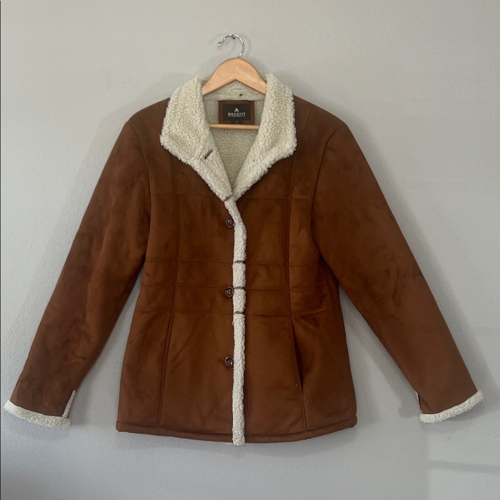 Resort Brown Faux Suede Teddy Jacket with Cream Sherpa Lining